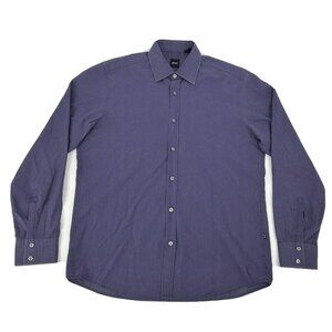 Boss Hugo Boss Shirt Men's L‎ Purple Geometric Long Sleeve Button Up Cotton